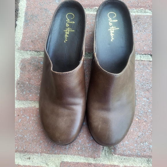 Cole Haan Nike Air Brown Leather Slip On Slide Mule Shoe Loafer Clog Women 8.5 - Picture 4 of 16